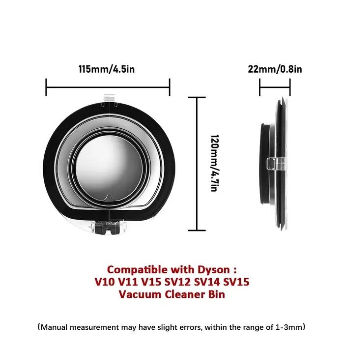 Poubelle pour aspirateur Dyson V6 V7 V8 V11 V15 V10 V12Slim, réservoir de poussière, anneau d'étanch