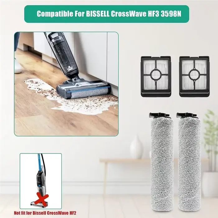 ABWZ-brosse à rouleau principal filtre Hepa pour aspirateur BISSELL Crosswave HF3 3598N Nass pièces 