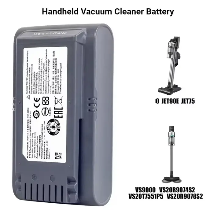 Batterie VCA-SBT90 21.9V 4000mAh pour aspirateur Samsung VS9000 JET75 JET90 JET90E VS20R9074S2 VS20T7551P5 VS20R9078S2