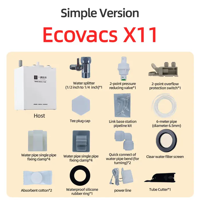Kit de changement d'eau pour robot aspirateur Ecovacs X11 X12 T90 X9 T50 X8 X1, module d'accessoires