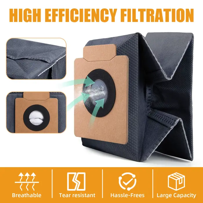 Paquet de 12 sacs à poussière pour aspirateur robot eufy X10 Pro Omni et X8 Pro avec station auto-vide