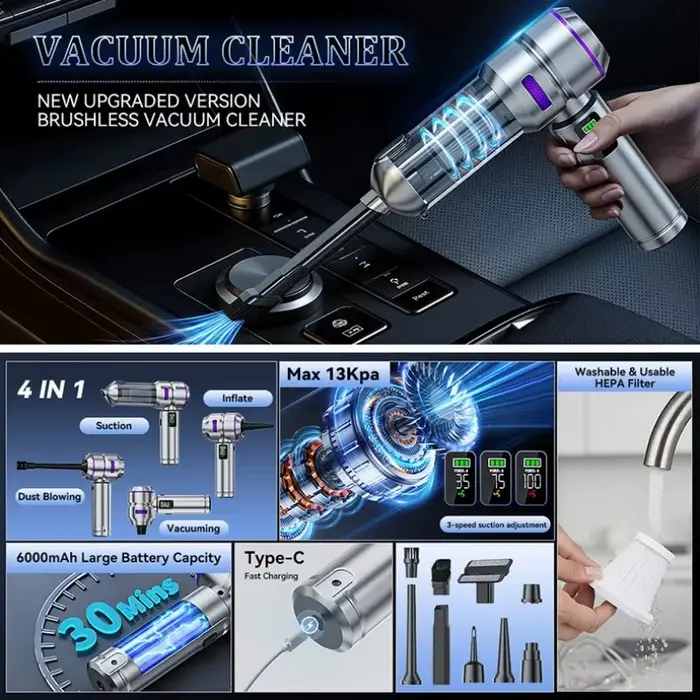 Aspirateur sans fil portable haute puissance avec moteur sans balais