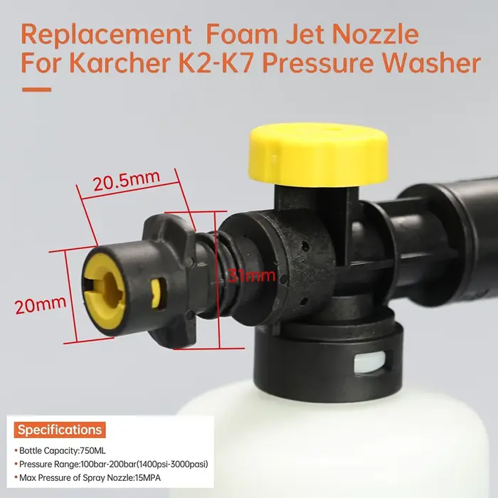 Canon à mousse pour Karcher K2 K3 K4 K5 K6 K7 parkside
