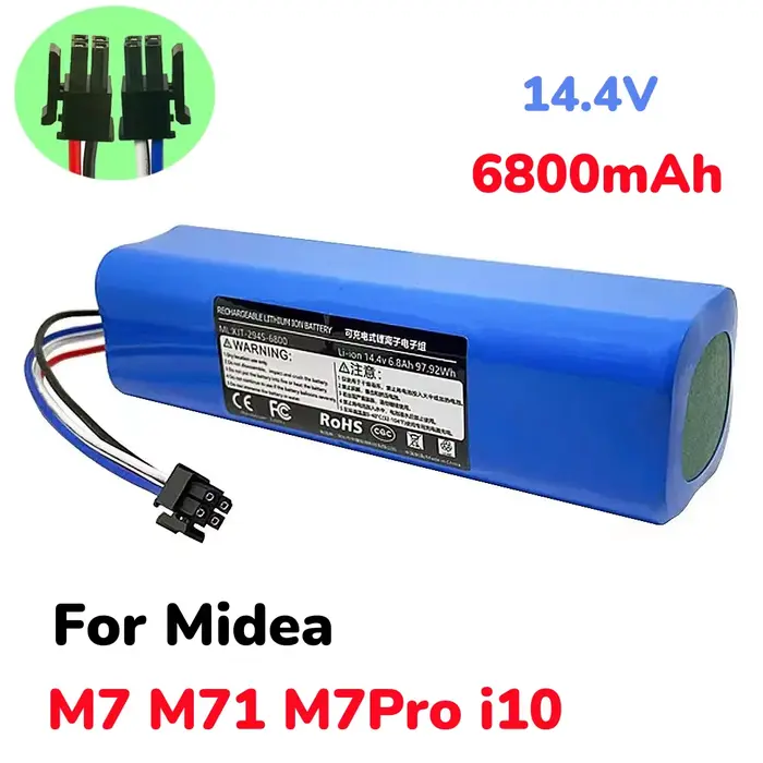 Batterie rechargeable de haute qualité, 14.4V, 6800mAh, Compatible avec l'aspirateur Midea M7 M71 M7Pro I10