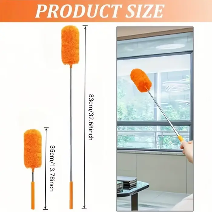 Brosse à poussière en microfibre avec manche extensible