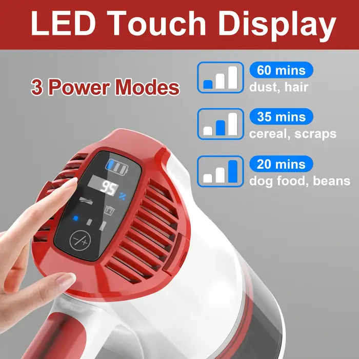 Aspirateur sans fil léger 8 en 1 avec écran LED, aspirateur balai sans fil, 300W, 28Kpa, UMLo V111