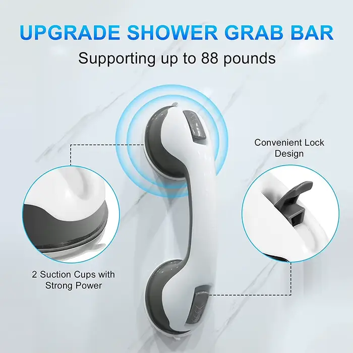 Barres d'appui pour douche (lot de 1 ou 2) – Main courante de sécurité pour salle de bain et toilettes
