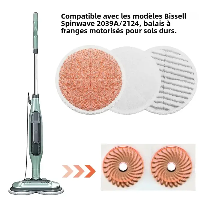 Tampons de rechange pour balai rotatif Bissell Spinwave 20399 23157 23159 2039A 2124A 20393 2039T 2039W 20391 20395 2307 2315A