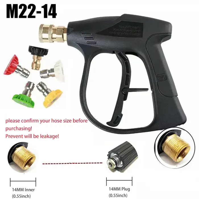 Kit de pistolet de lavage de voiture, pistolet de lavage à haute pression avec 5 buses de nettoyeur 