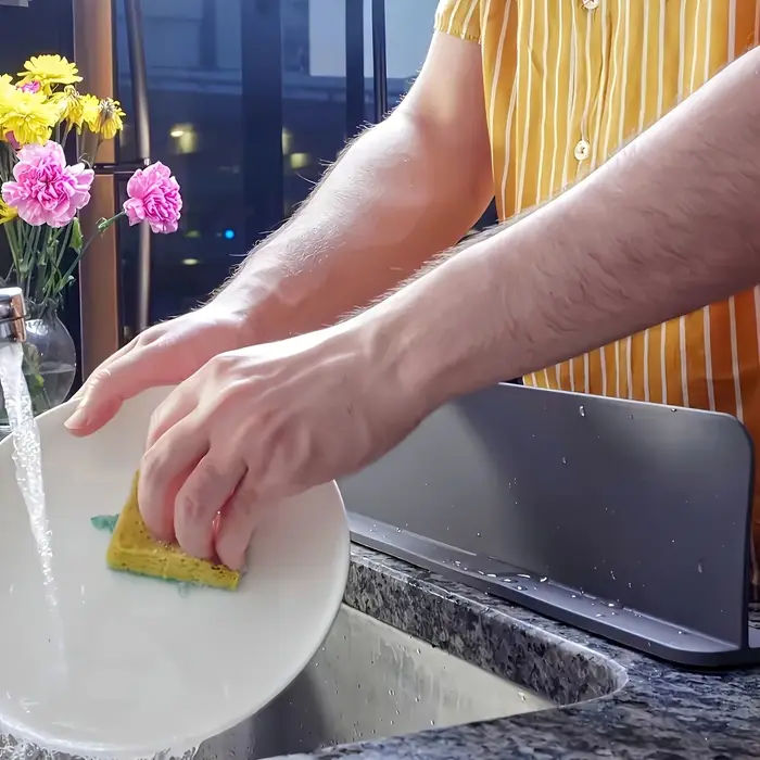 Protection contre les éclaboussures d'évier en silicone avec ventouses – Barrière d'eau pour la cuisine