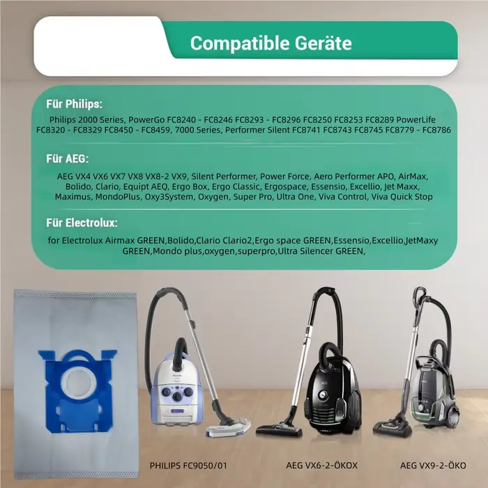 Le sac à poussière Electrolux S-BAG convient aux aspirateurs Electrolux/AEG GR201SM/Philips/FC8021/03 et autres