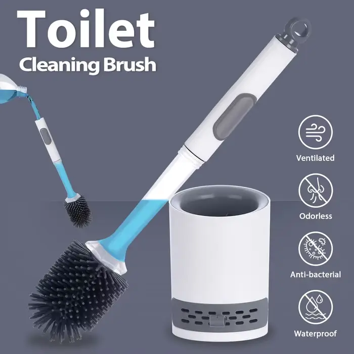 Brosse de toilette en Silicone à pulvérisation d'eau, avec brosse TPR murale respirante, manche Long