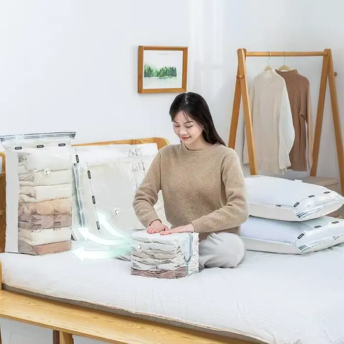 Aucune pompe requise sac de Compression sous vide pour ranger les vêtements sacs emballés vides organisateur de rangement accessoires de voyage