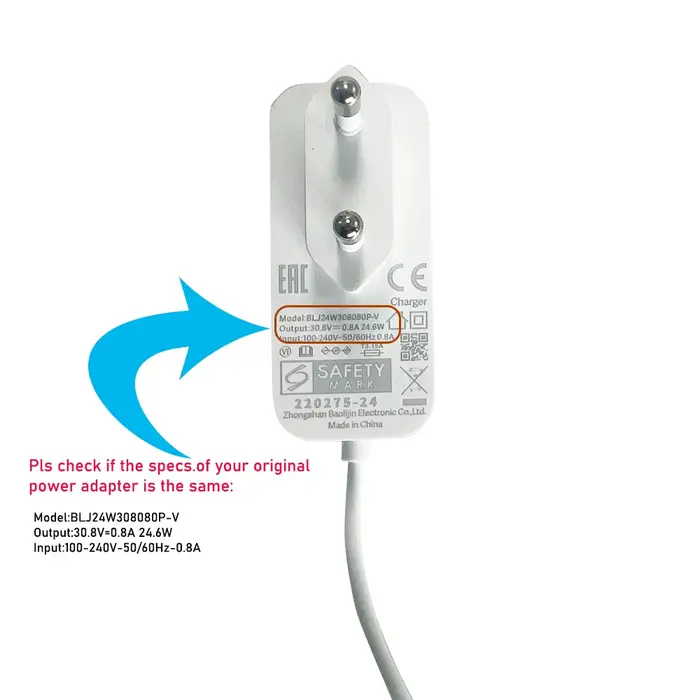 Chargeur ue pour aspirateur à main sans fil Dreame V9 V9P XR V10 V8 V11 V12 T10 T20