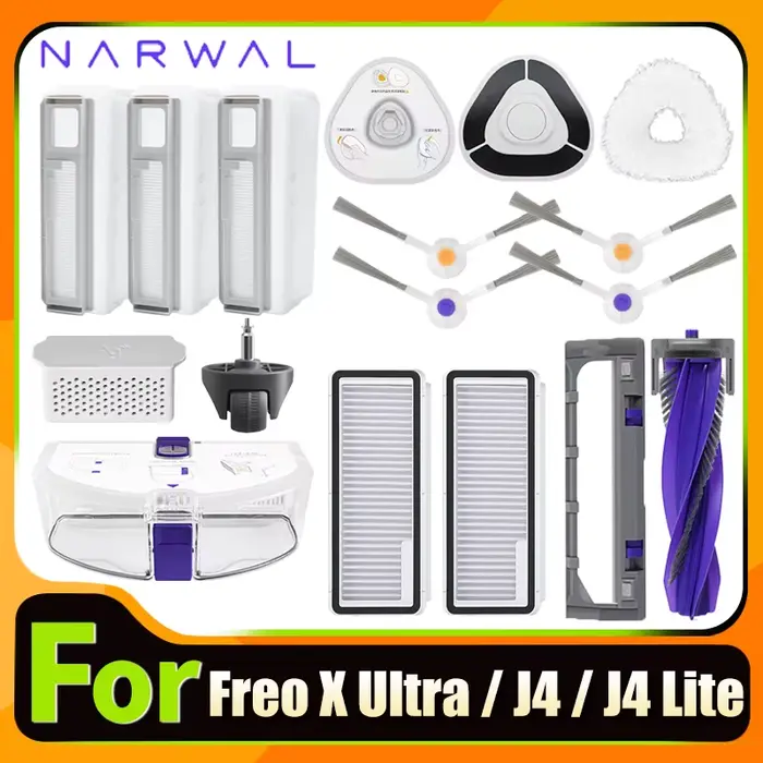 Narwal Freo X Ultra / J4 / j4 Lite Robot aspirateur brosses latérales principales rouleau vadrouille tampon filtres HEPA sac à poussière accessoires pièces de rechange