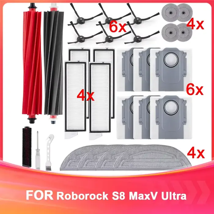 EYFL-Kit d'accessoires pour aspirateur Robot Roborock S8 Maxv Ultra, brosses principales, sacs à pou