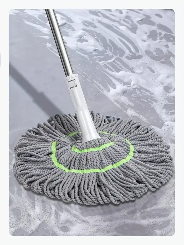 1 vadrouille à essorage automatique | Nettoyeur de sol en microfibre avec poignée réglable, humide