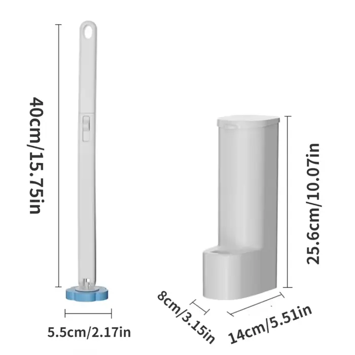 1 ensemble de nettoyeur de brosse de toilette jetable blanc avec Long manche avec tête