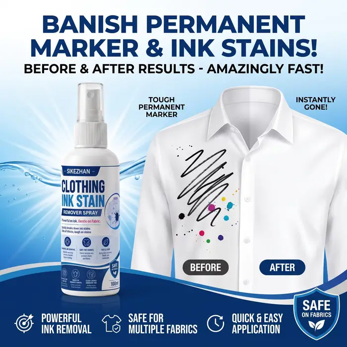 SIKEZHAN Spray Détachant pour Taches d'Encre sur Tissus