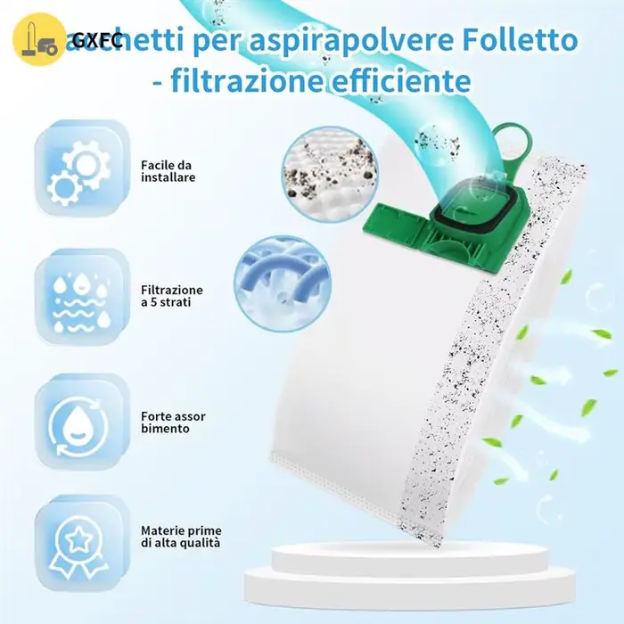 Sacs d'aspirateur pour Vorwerk Kobold VK140 VK150 FP140 FP150 avec 2 filtres