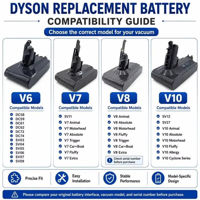 Batterie d'aspirateur rechargeable pour Dyson V6 V7 V8 V10Series SV09 SV10 SV11 SV12 DC62 Absolute Fluffy Animal Pro