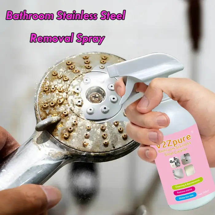 Spray détartrant pour salle de bain, nettoyant pour acier inoxydable, polisseur métallique, élimine les taches d'eau, la rouille de la douche, nettoie la saleté des baignoires