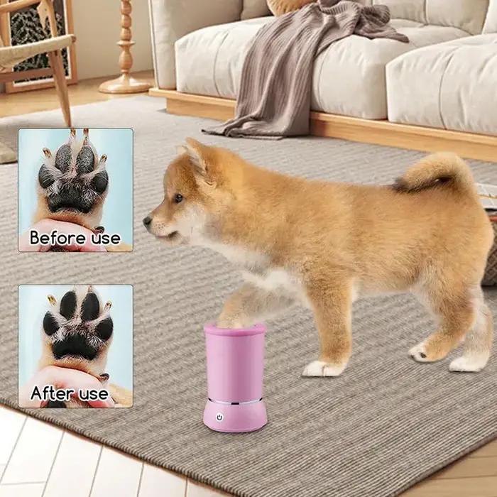 Lave-patte électrique automatique pour animaux de compagnie avec câble de chargement