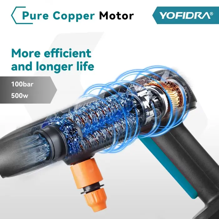 100BAR nettoyeur haute pression laveuse pistolet de pulvérisation 22L réservoir d'eau Portable outil de lavage de voiture 6 en 1 buse pour Makita 18V batterie broche