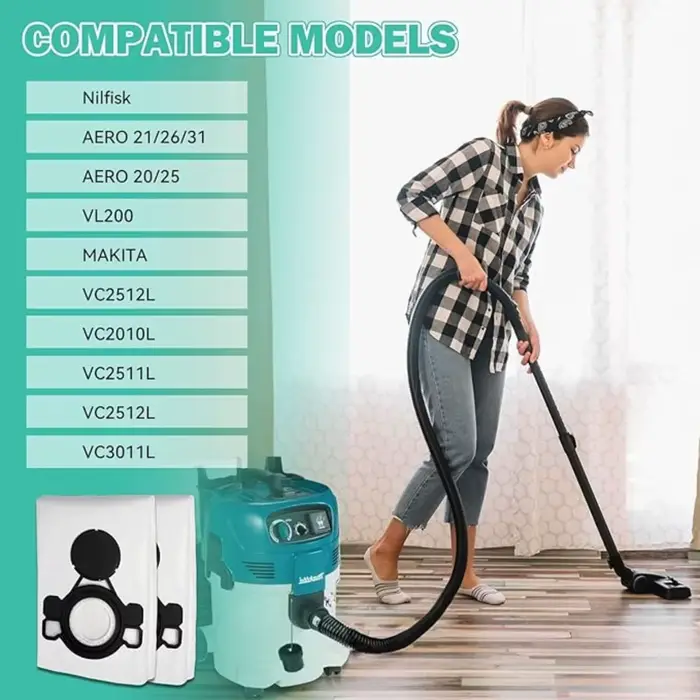 Sacs filtrants anti-poussière compatibles avec Makita VC2010L/VC2511L/VC2512L/VC3011L