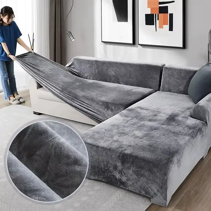 Housse de canapé en velours pour salon