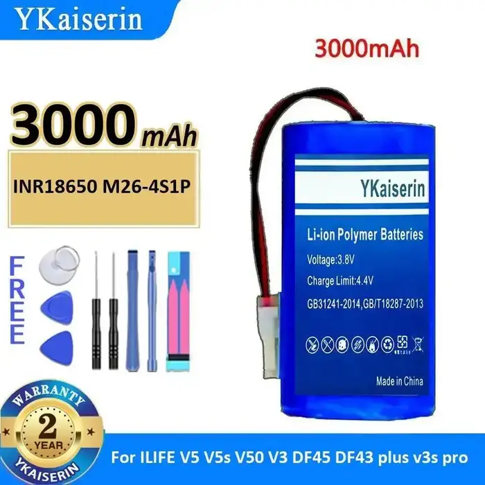 Batterie de robot aspirateur stable 3000mAh INR18650 M26-4S1P pour Ilife V5 V5s V50 V3 DF45 DF43 Plus v3s Pro