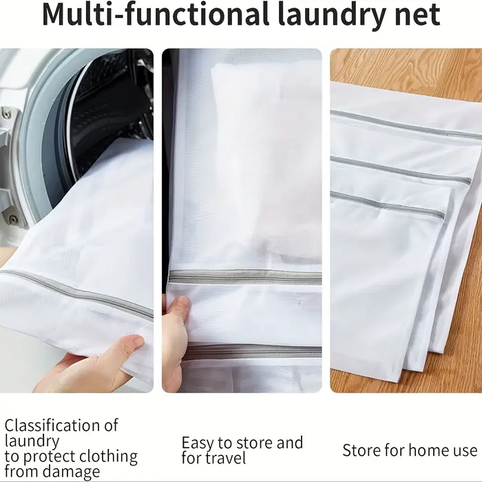 Paquet de 4 sacs à linge en maille fine pour machines à laver à domicile