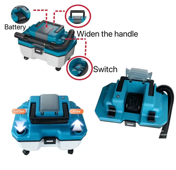 Aspirateur portable sans fil multifonctionnel 3 en 1 (humide/sec/souffleur/aspirateur) pour batterie au lithium Makita