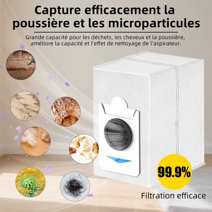 Paquet de 12 sacs à poussière compatibles uniquement avec l'aspirateur Robot complet ECOVACS DEEBOT X2 COMBO / T30S