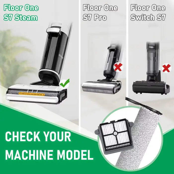 Kit de remplacement de brosse à vapeur et de filtre Floor ONE S7 compatible avec l'aspirateur sans fil humide et sec