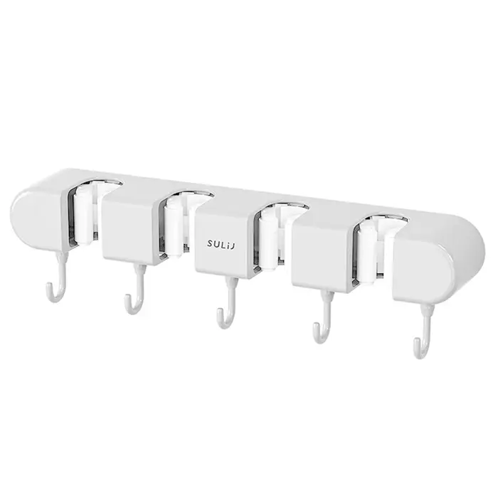 Support de Balai Mural avec Crochets, Rangement de Balai T1, Aucune Proposition, Crochets de Bain Po