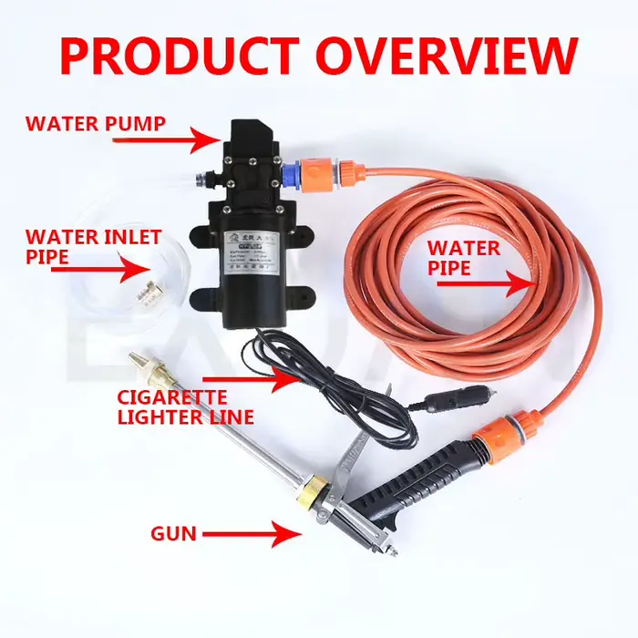 Nettoyeur haute pression portable 12V pour voiture, pompe à eau électrique, kit de pistolet de lavage pour véhicule, moto, nettoyage