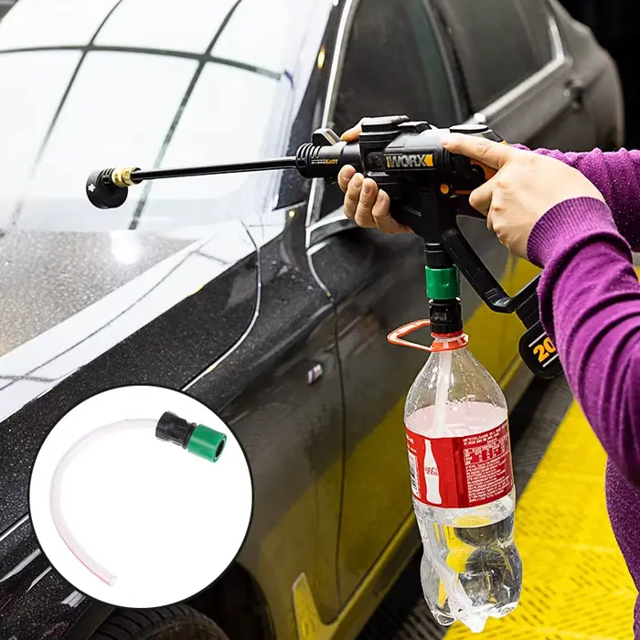 Pistolet de lavage à batterie au lithium avec bouteille, nettoyeur haute pression, tuyau, connexion