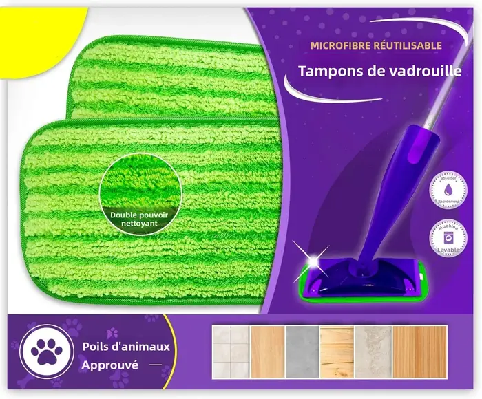 Tampon de rechange réutilisable pour balai microfibre Swiffer Wet Jet