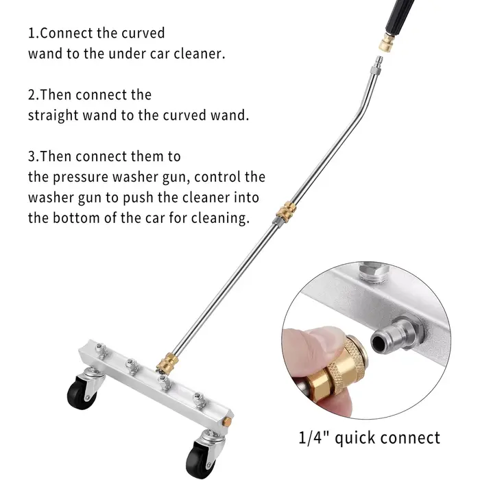 Nettoyeur de sols haute pression, brosse d'extension de 16 pouces et brosse à angle de 45 degrés, puissance de 4000 psi pour un nettoyage efficace