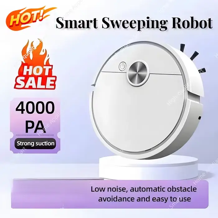 Robot Aspirateur Intelligent 3-en-1 avec Fonction Serpillière