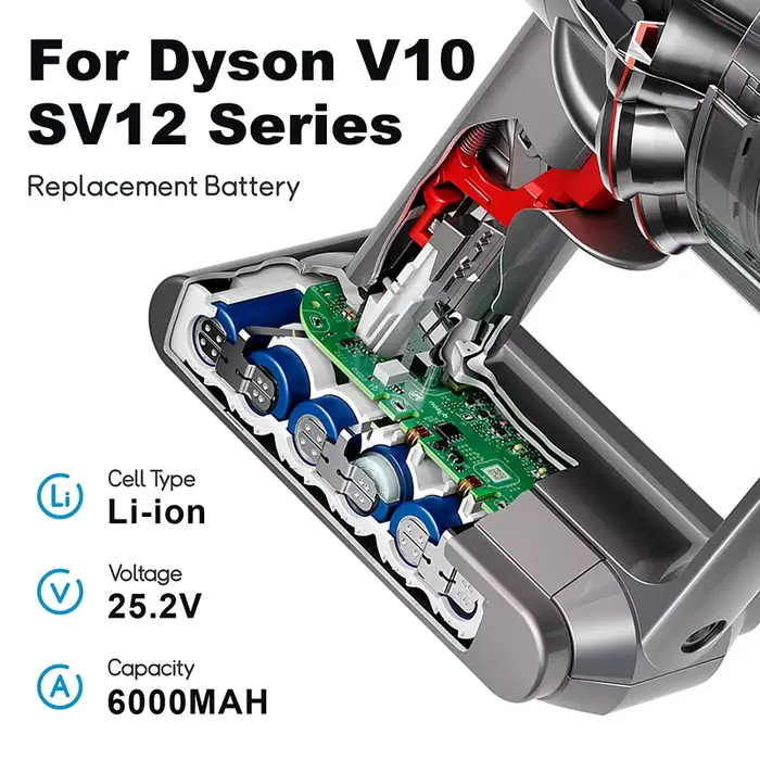 6000mAh 25.2V pour Dyson V10 batterie