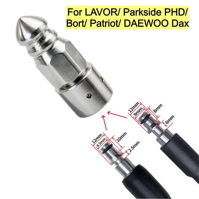 Buse de nettoyage de drain pour nettoyeur haute pression, connexion directe au tuyau LAVOR Parkside PHD Bort Daewoo Dax