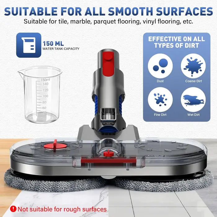Tête de balai électrique avec réservoir d'eau pour aspirateur Dyson V7 V8 V10 V11
