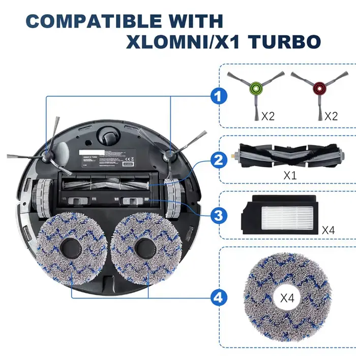 * ABUB – ensemble d'accessoires pour aspirateur Robot Ecovacs Deebot X1 Omni X1 Turbo X1 Plus