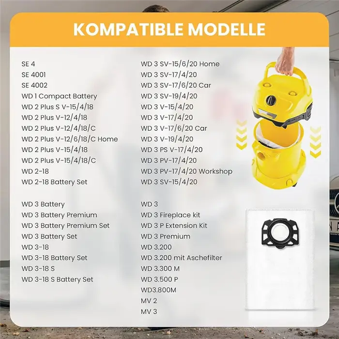 Sacs d'aspirateur filtre adapté pour Karcher KFI 357 KFI357 KA 40 sac de remplacement