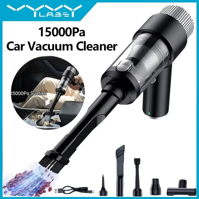 VYVYLABS 15000Pa aspirateur de voiture à forte aspiration avec éclairage Led nettoyeur sans fil Rechargeable Mini