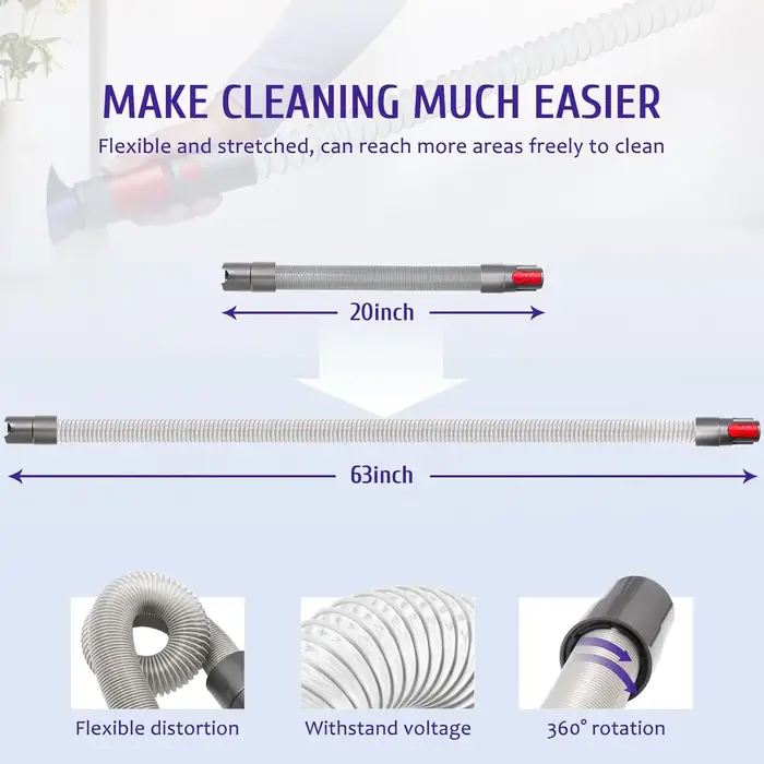 Tuyau d'extension Flexible pour brosse à dépoussiérer