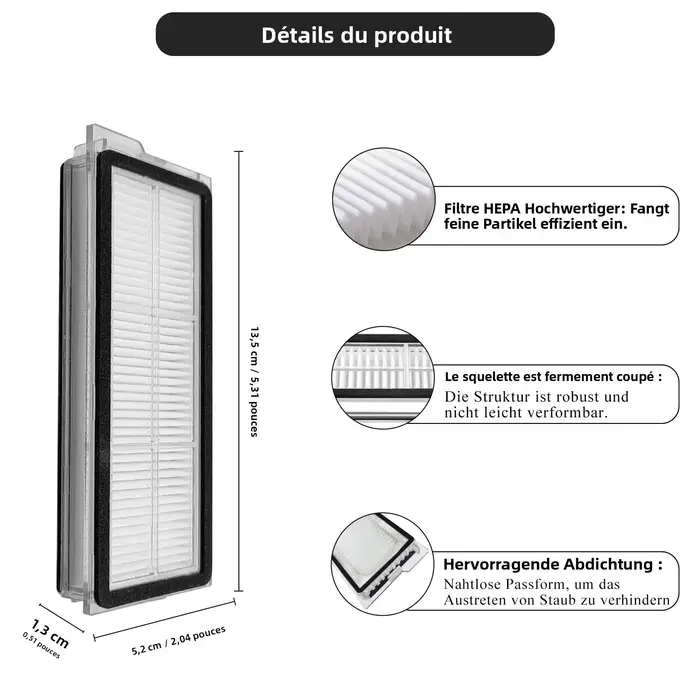 Filtre HEPA pour aspirateur Robot Roborock Qrevo S/Qrevo Curve/Qrevo Pro/Qrevo Plus/Qrevo MaxV/Qrevo Edge