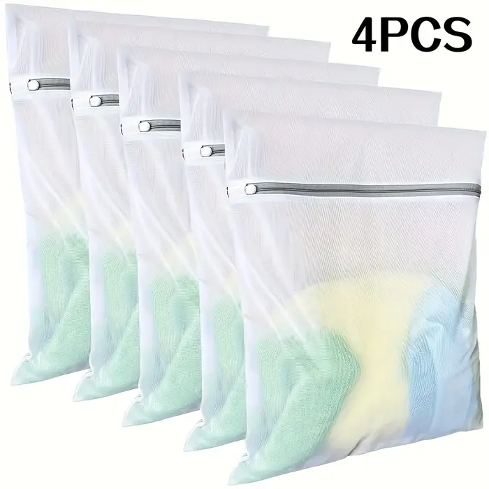 Paquet de 4 sacs à linge en maille fine pour machines à laver à domicile